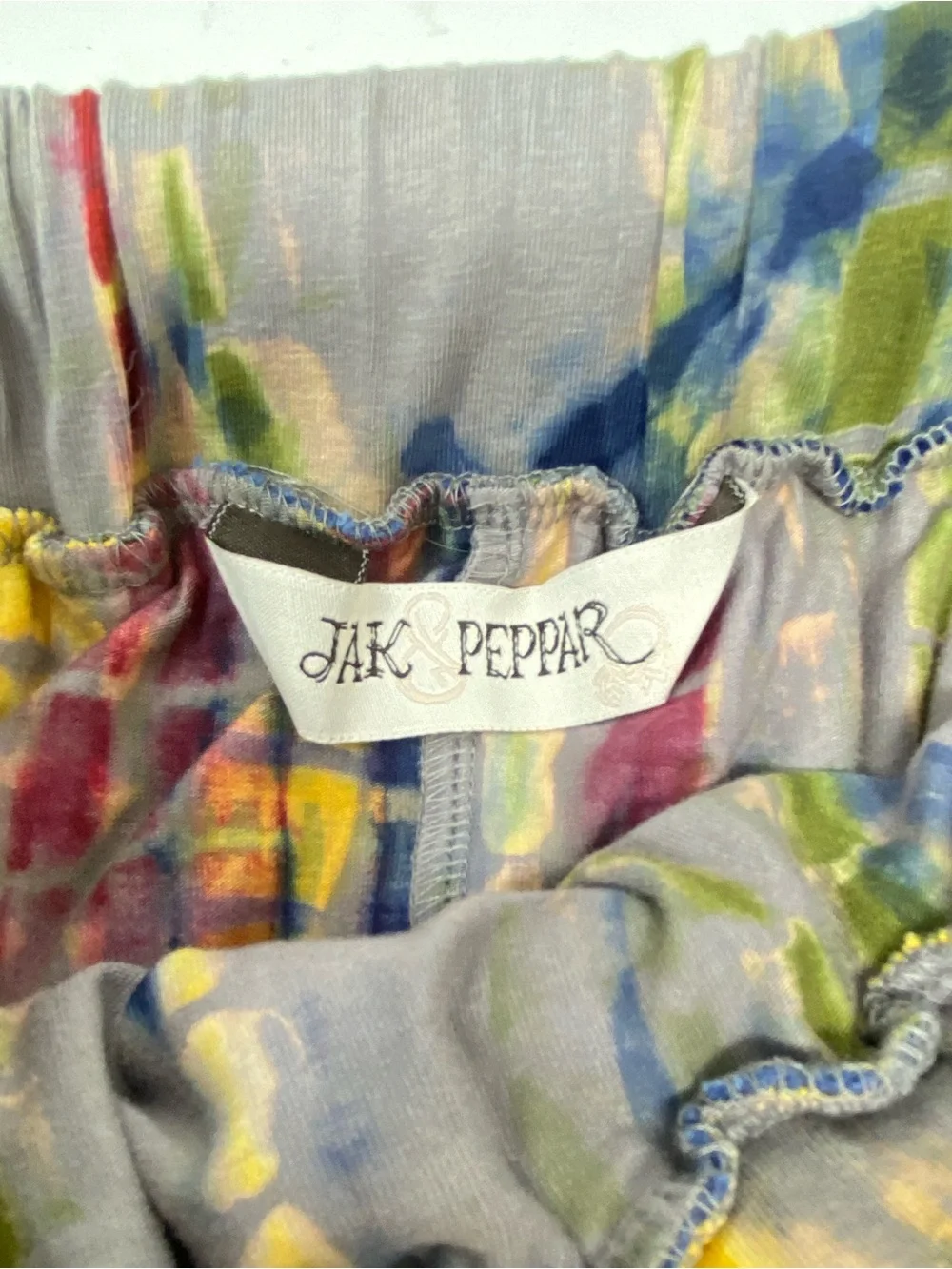 Jak & Peppar Maxi Skirt tie dye with decorative trim Lace Pompom Elastic Waist